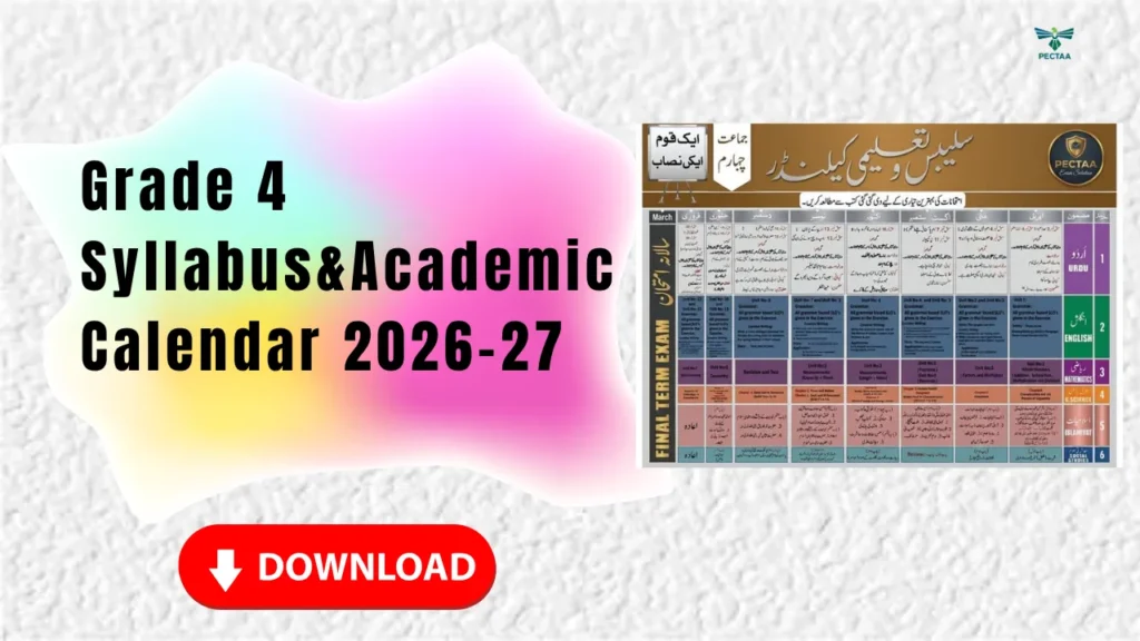 Grade 4 Syllabus & Academic Calendar 2026-27 (SBA) Punjab