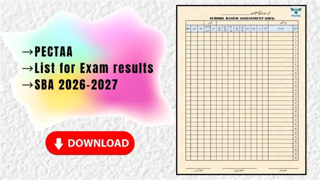 PECTAA SBA Result Sheet 2026-27 - Download Blank Format (PDF)